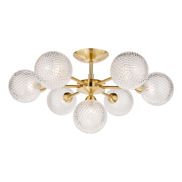 (image for) Laura Ashley Atherton 7lt Semi Flush Satin Brass Glass
